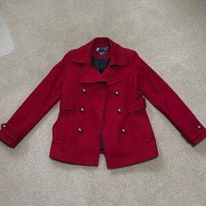 Red Tommy Hilfiger Wool Pea Coat